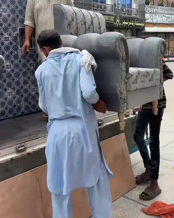 Furniture being loaded for delivery to Chakri Road