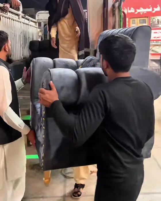 Furniture being loaded for delivery to Gulberg Green