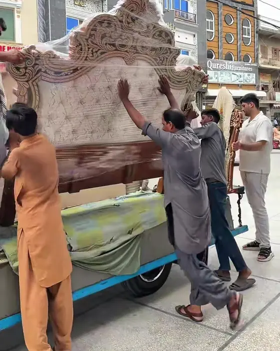 Furniture being loaded for delivery to Islamabad